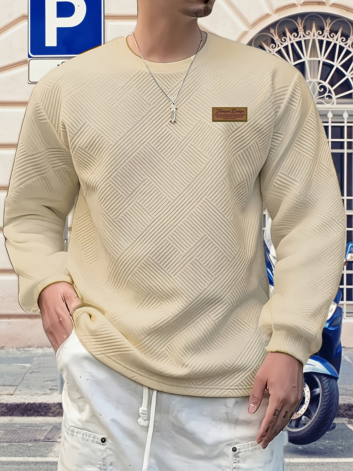 Textured Crew Neck Sweatshirt