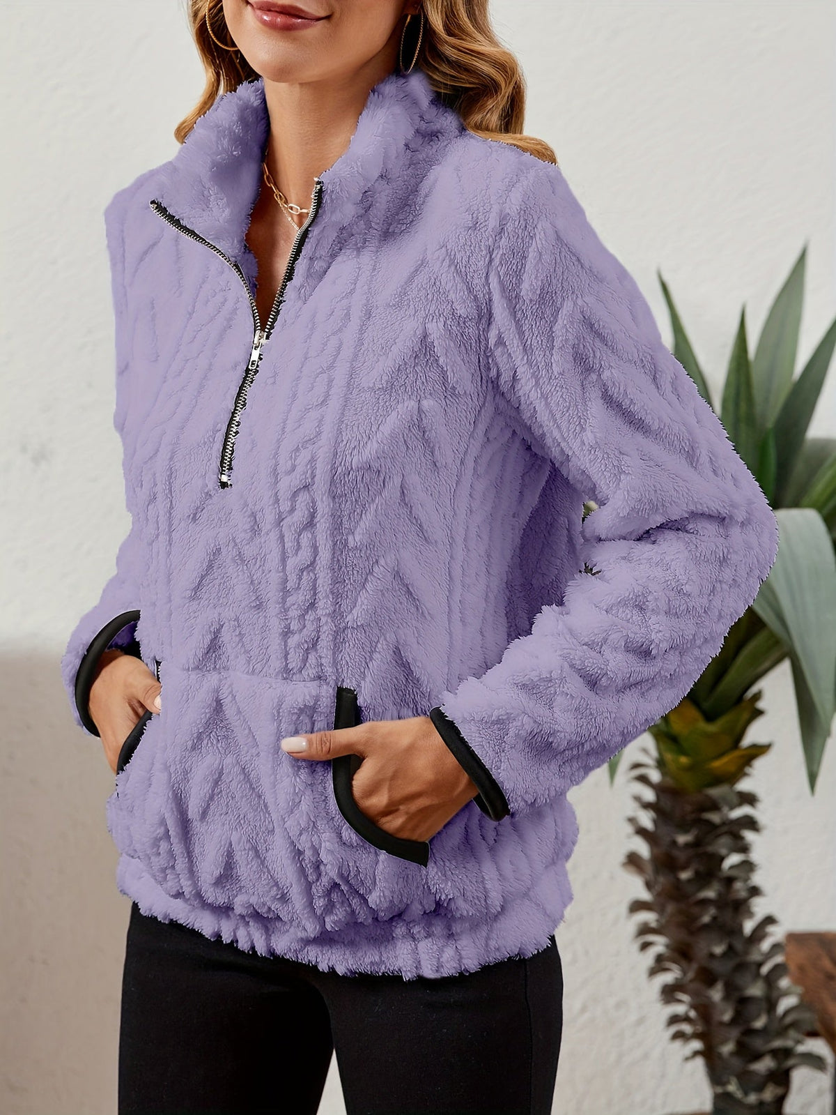 Half-Zip Textured Pullover