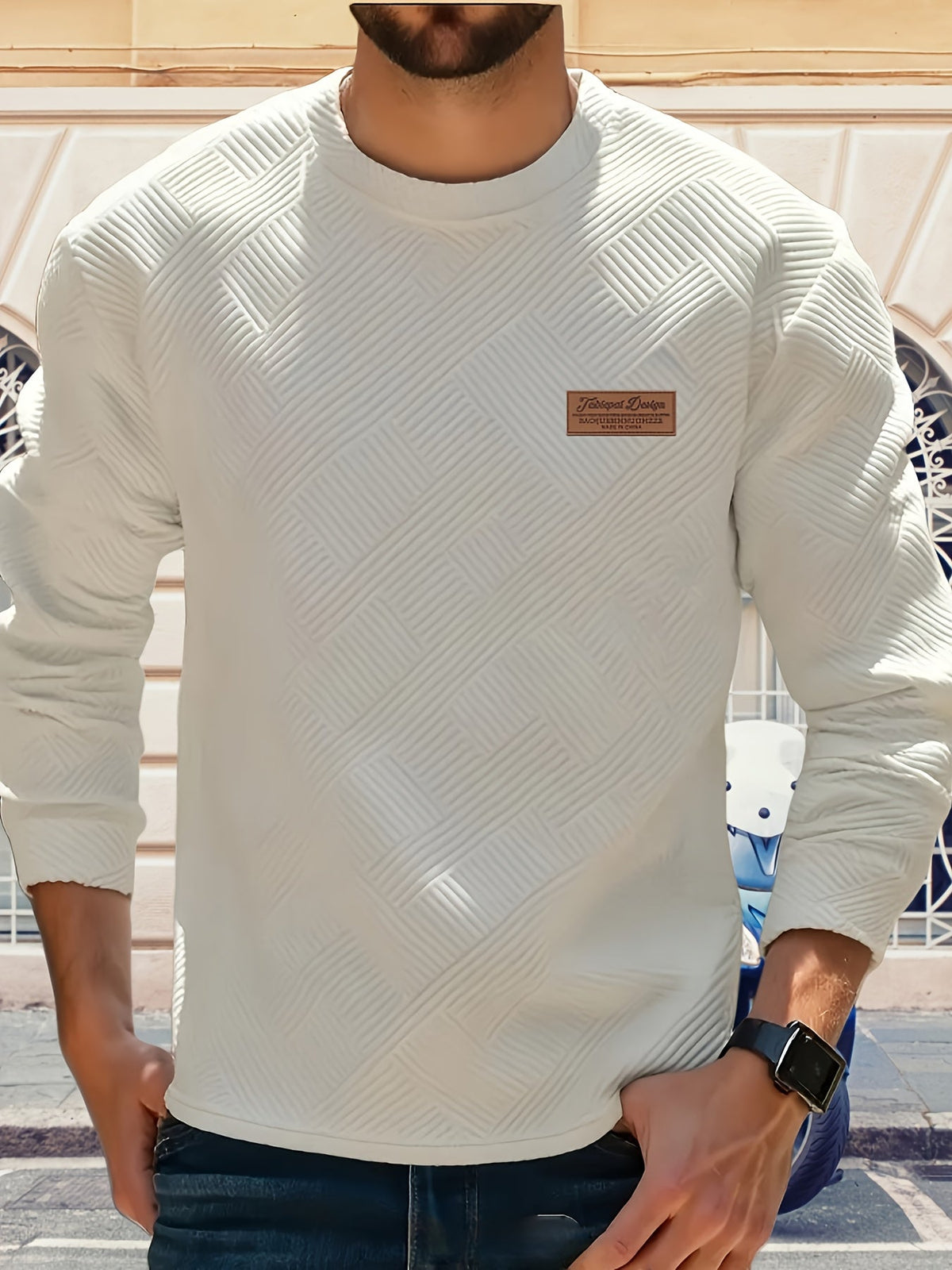 Textured Crew Neck Sweatshirt