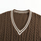 Cable-Knit V-Neck Sweater Vest