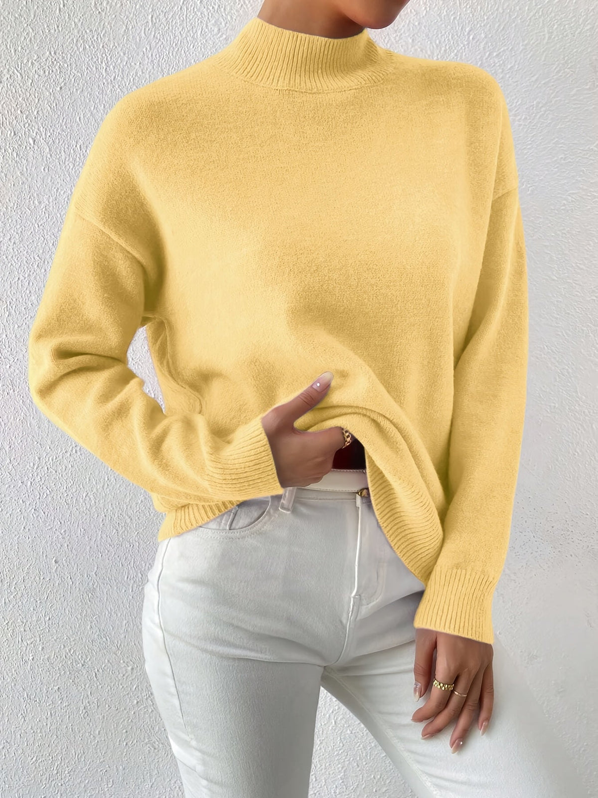 Mock Neck Relaxed Fit Sweater