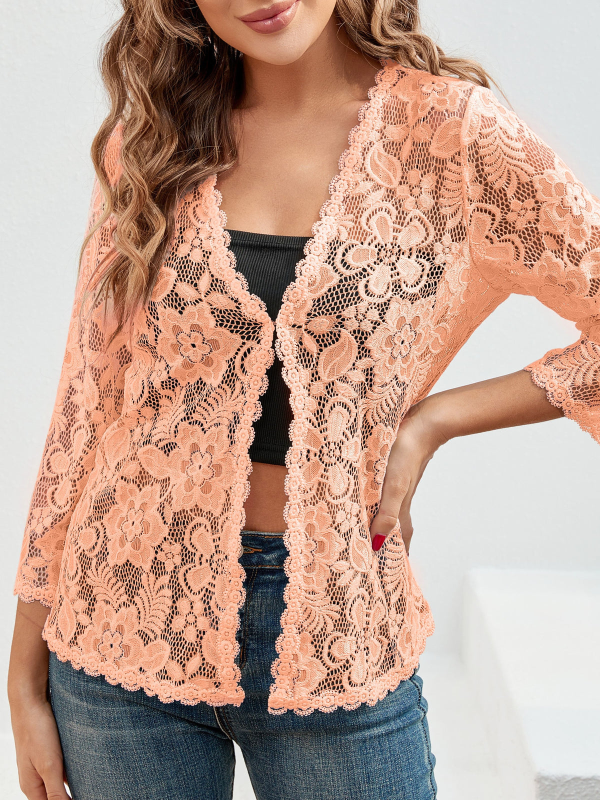 Floral Openwork Cardigan