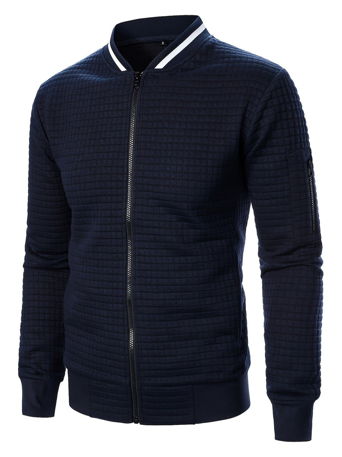 Textured Zip-Up Bomber Jacket