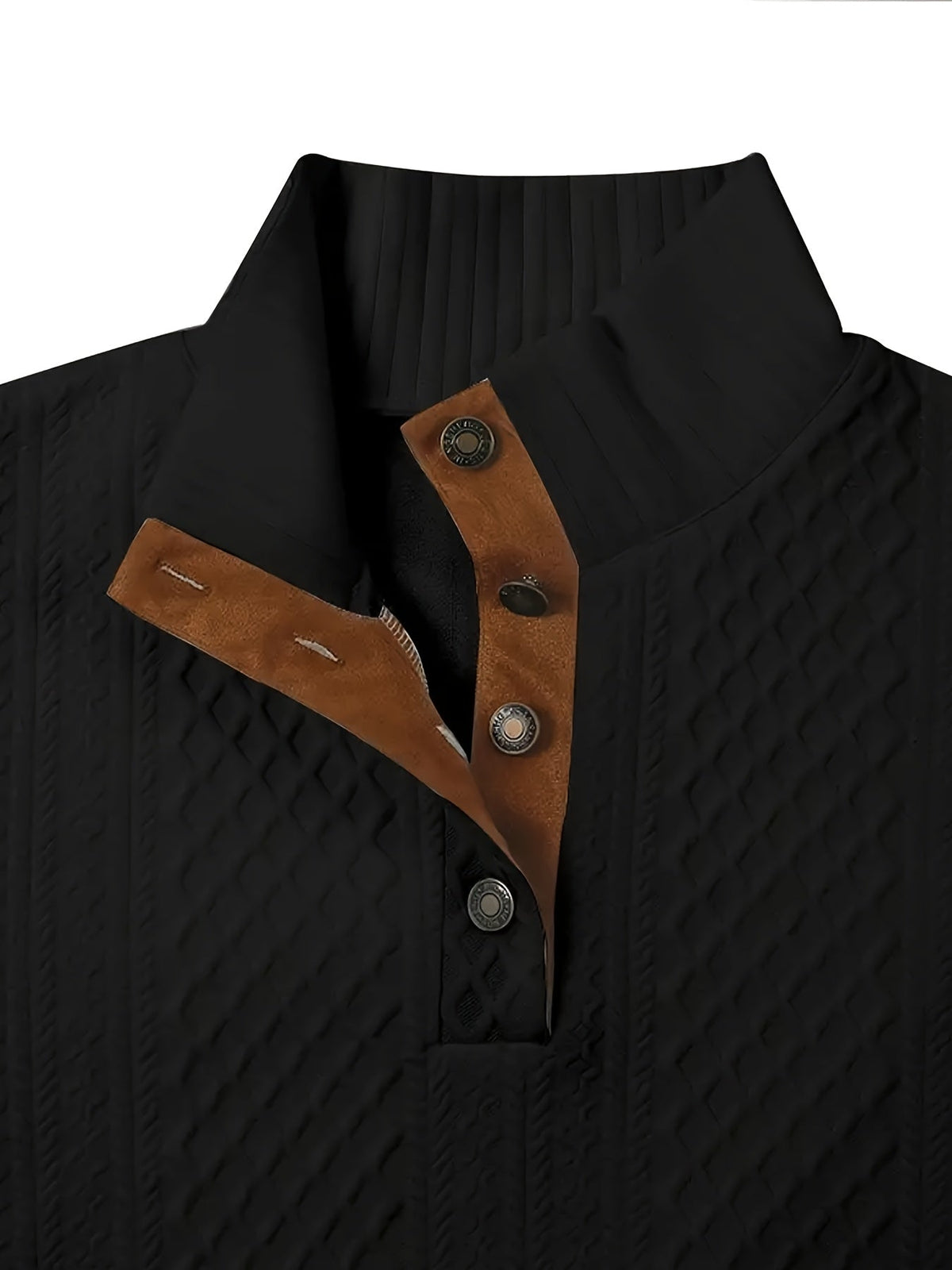 Stand Collar Button Henley Sweater