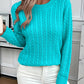 Cable-Knit Round Neck Sweater