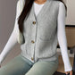 Buttoned V-Neck Knit Vest