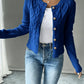 Cable-Knit Button-Front Cardigan