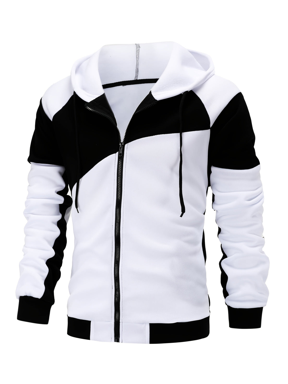 Color Block Zip-Up Hooded Jacket