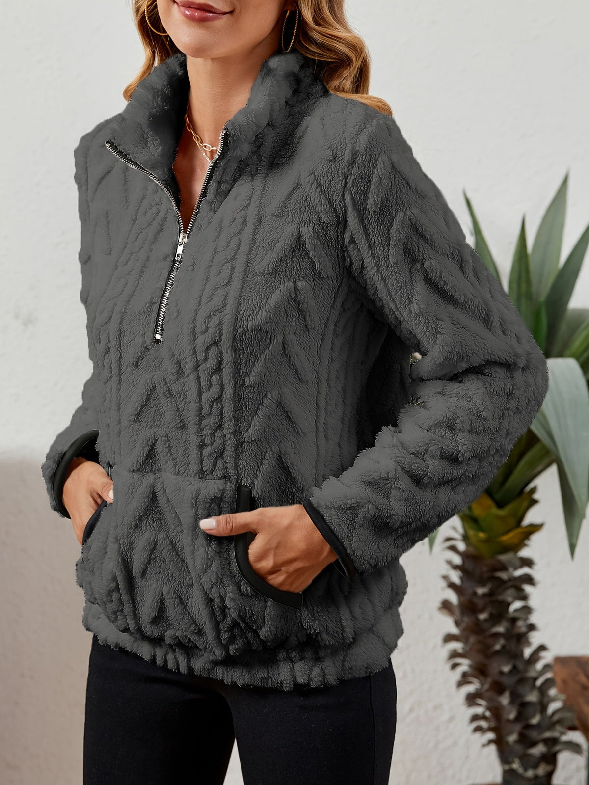 Half-Zip Textured Pullover
