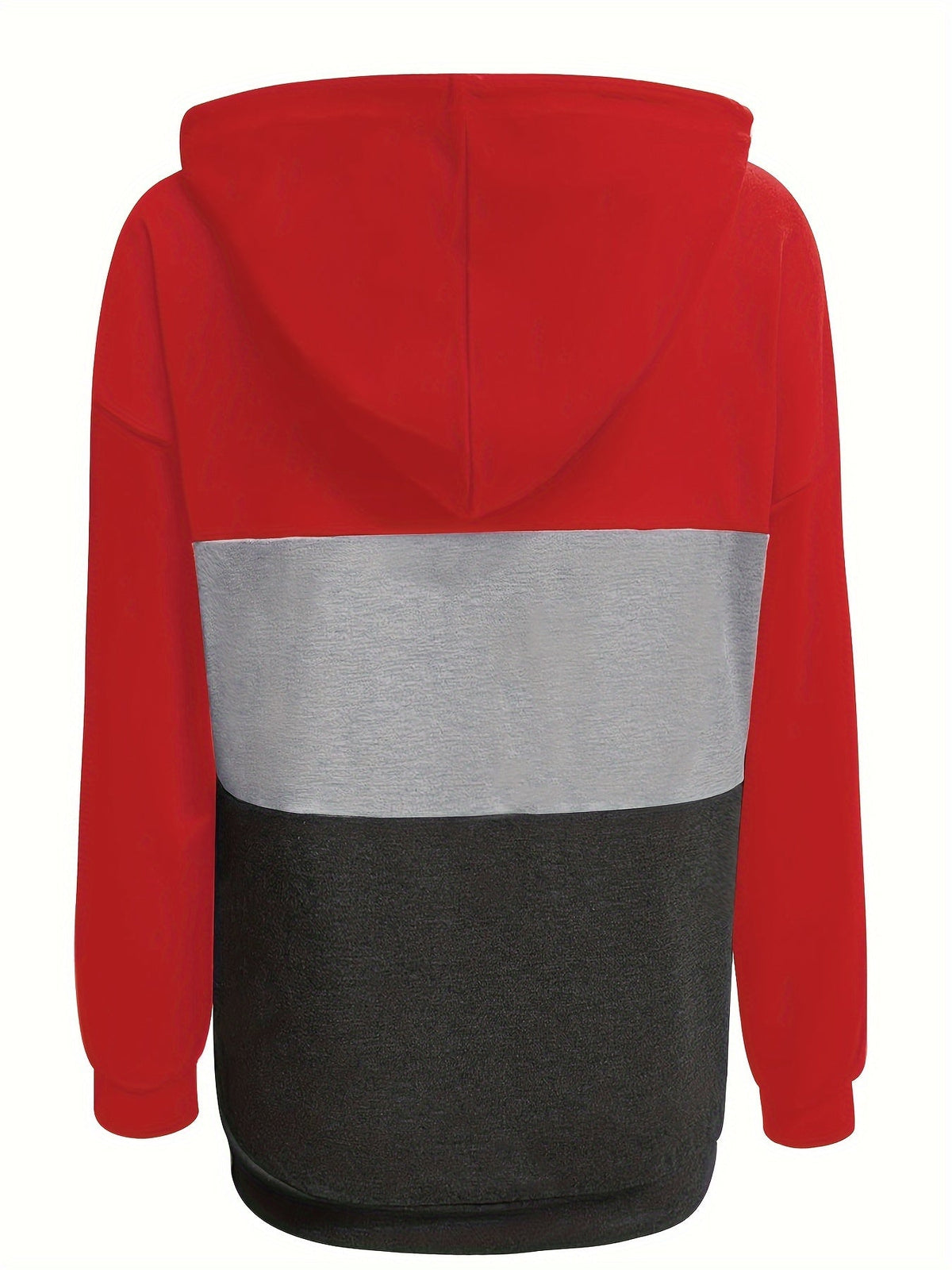 Color Block Button-Neck Hoodie