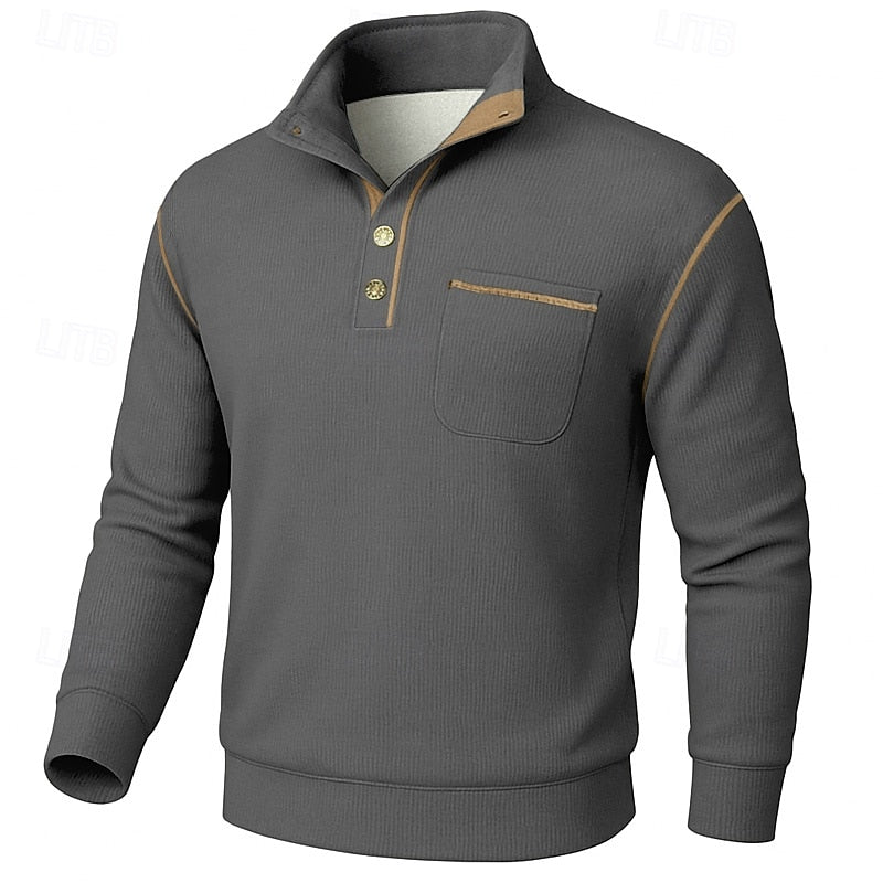 Textured Half-Button Pullover
