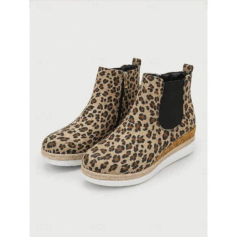 Wedge Ankle Boots with Braided Trim