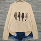 Cat-Print Knit Pullover