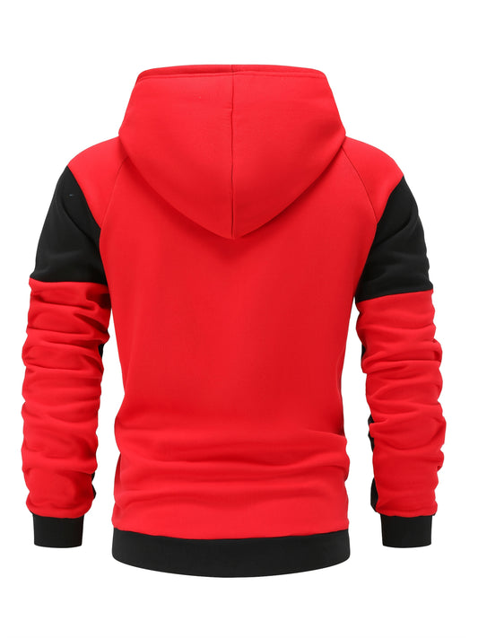 Color Block Zip-Up Hooded Jacket
