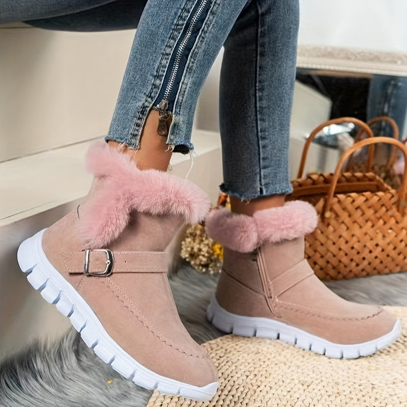 Plush-Trimmed Winter Ankle Boots