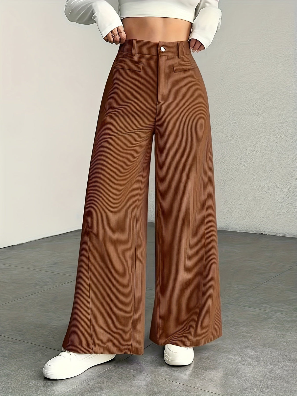 High-Waisted Wide-Leg Trousers
