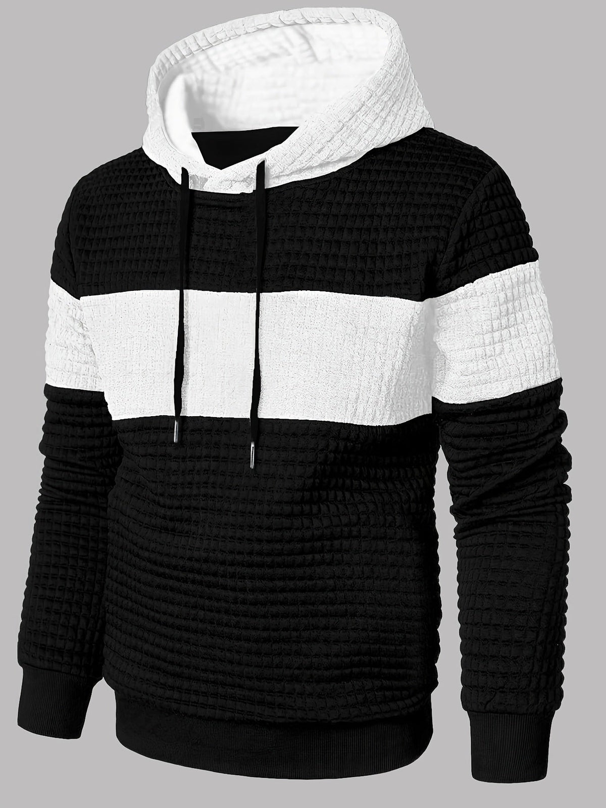 Textured Color-Block Hoodie