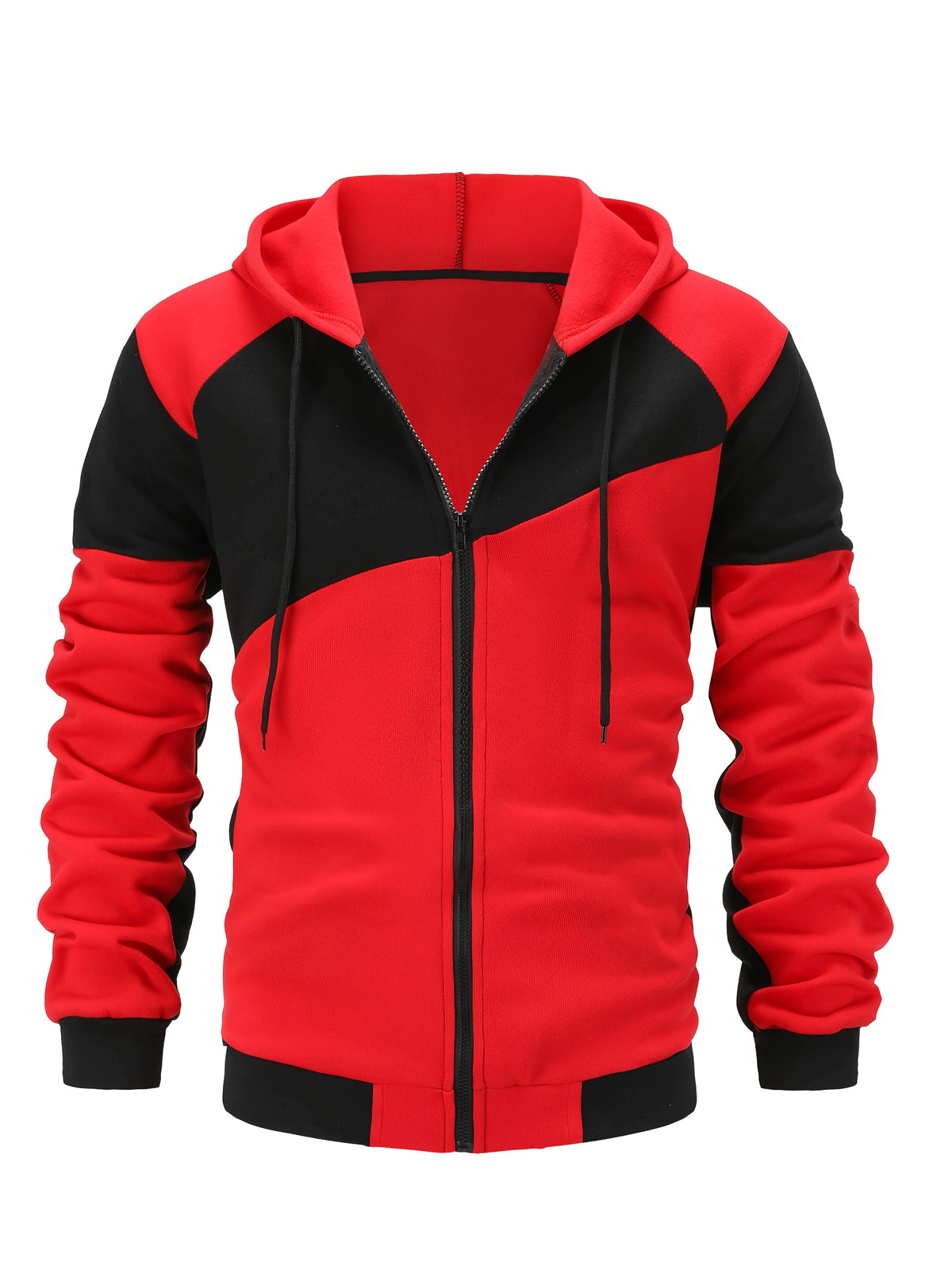 Color Block Zip-Up Hooded Jacket