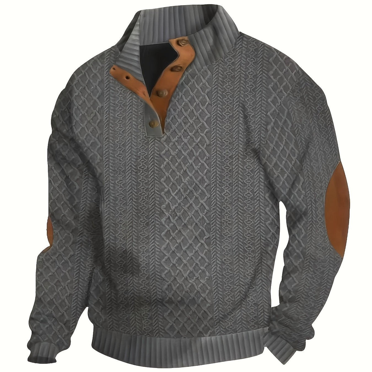 Stand Collar Button Henley Sweater