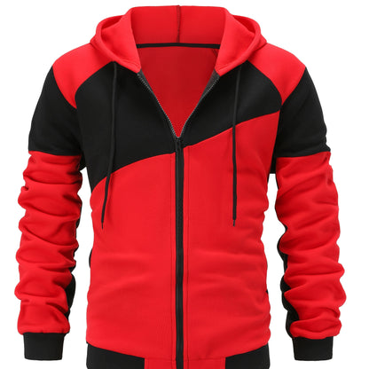 Color Block Zip-Up Hooded Jacket