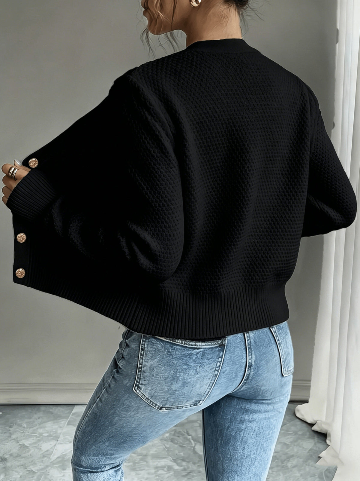 Cable-Knit Button-Front Cardigan