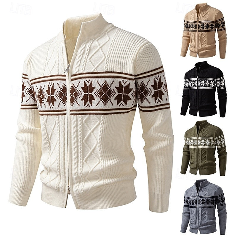 Fair Isle Zip-Up Cardigan