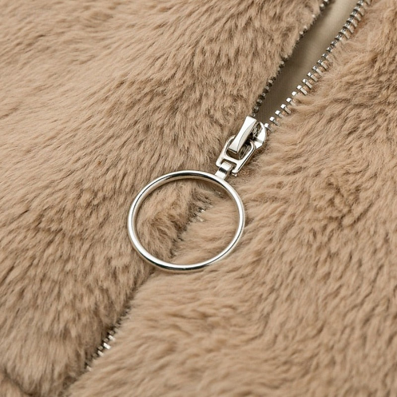 Plush Cropped Zip Jacket