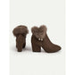 Fur-Trimmed Block Heel Ankle Boots