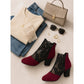 Lace-Accent Block Heel Ankle Boots
