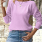 Openwork Sleeve Crew Neck Sweater
