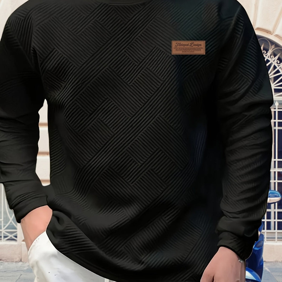 Textured Crew Neck Sweatshirt