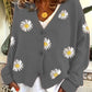 Floral Embroidered Button-Front Cardigan