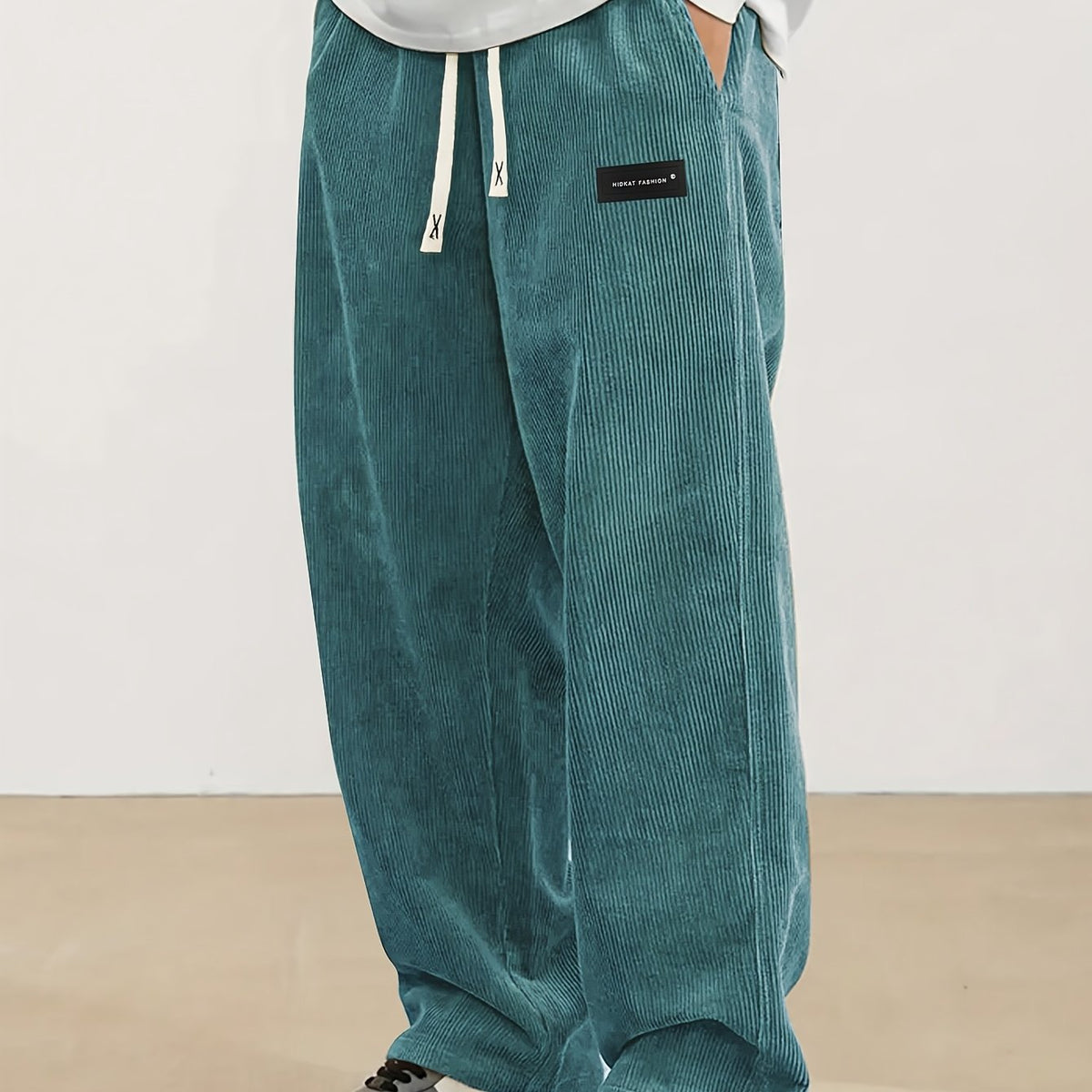 Relaxed Straight-Leg Ribbed Trousers