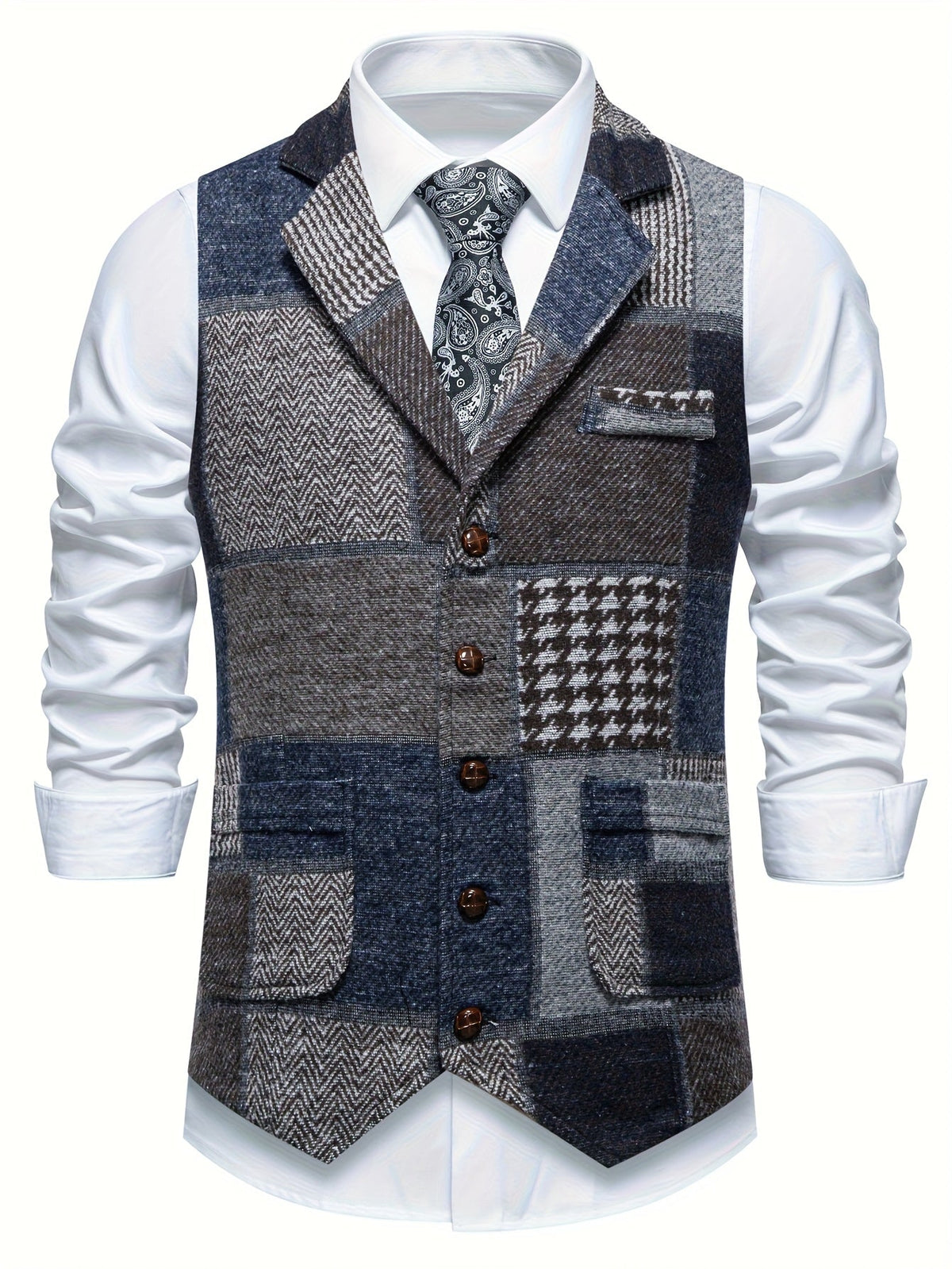 Patchwork Herringbone Waistcoat