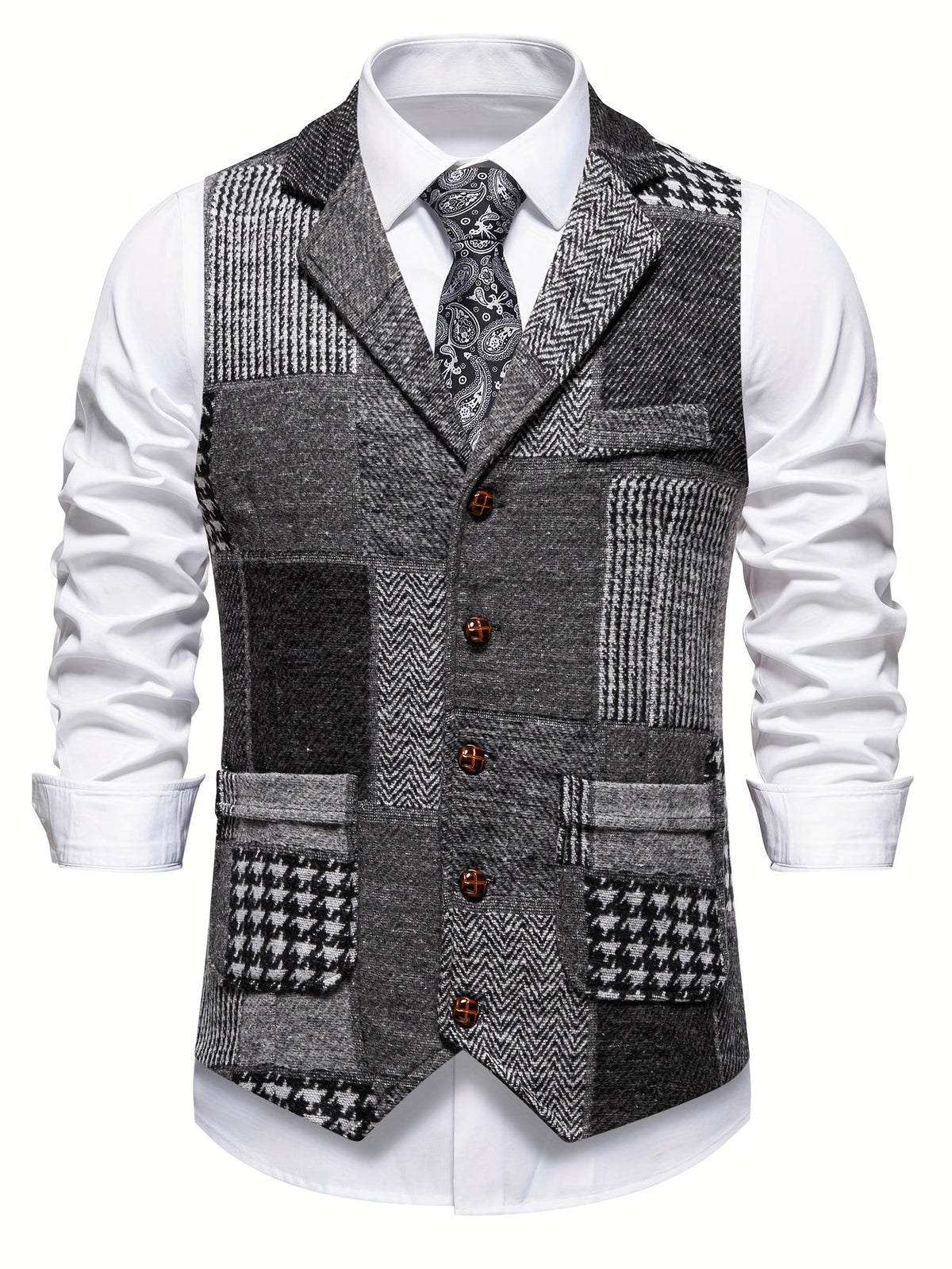 Patchwork Herringbone Waistcoat