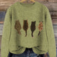 Cat-Print Knit Pullover