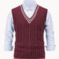 Cable-Knit V-Neck Sweater Vest