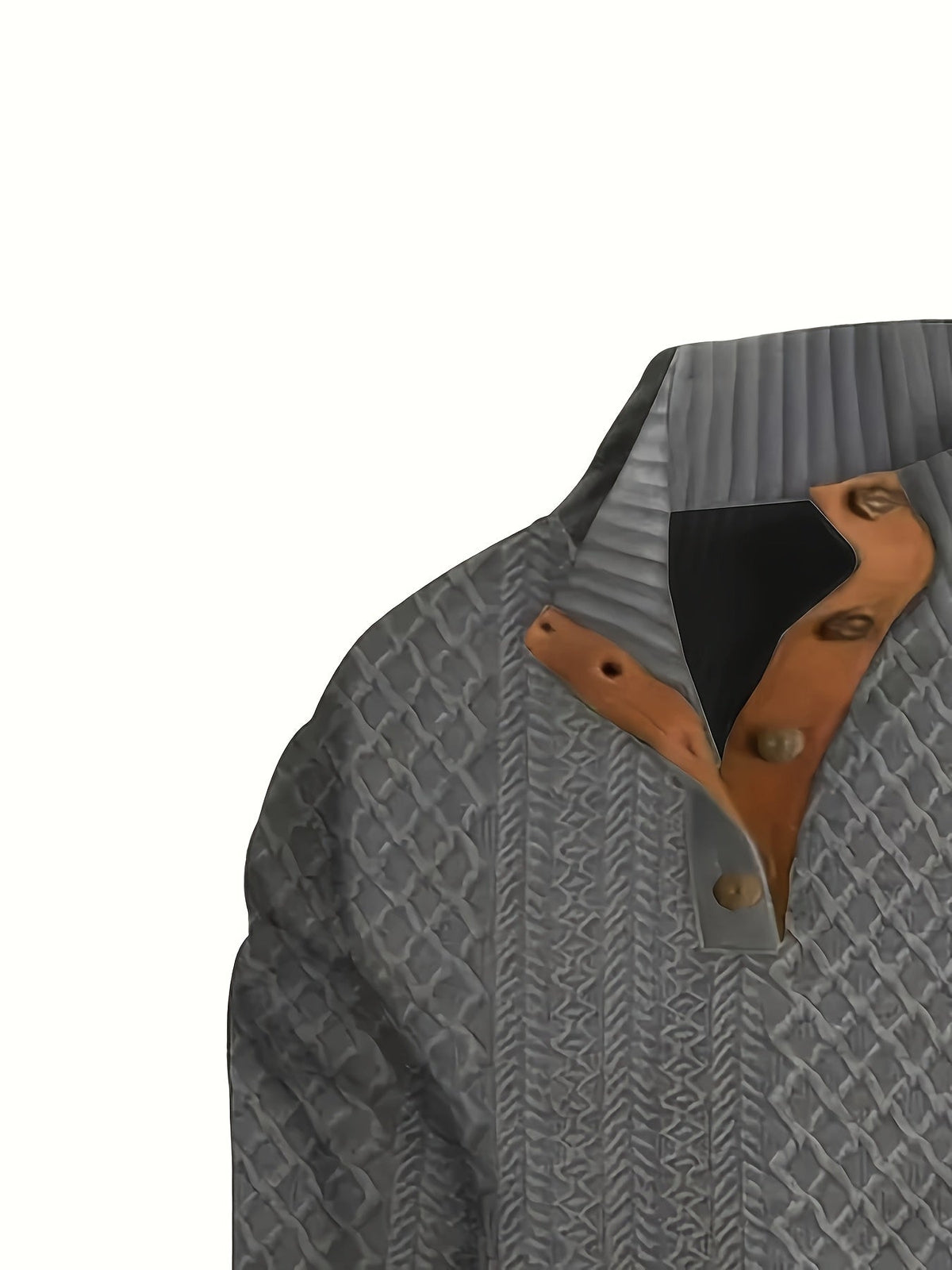 Stand Collar Button Henley Sweater