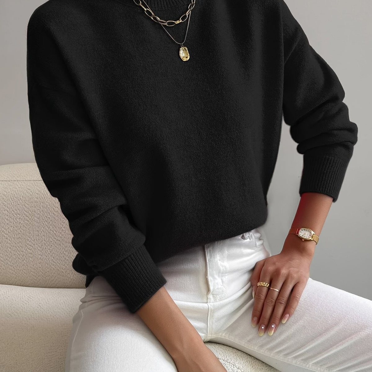 Mock Neck Relaxed Fit Sweater