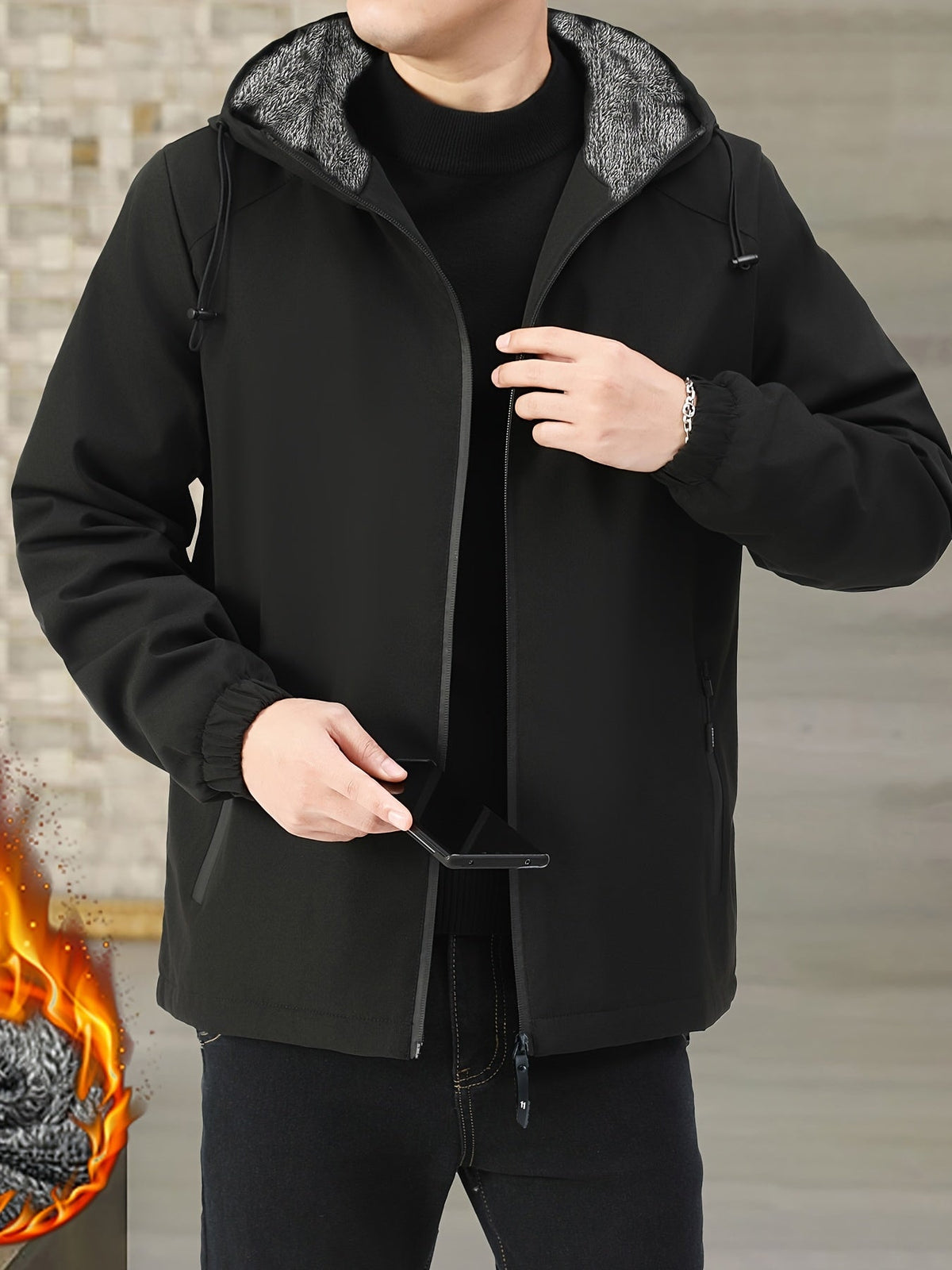 Fleece-Lined Hooded Jacket