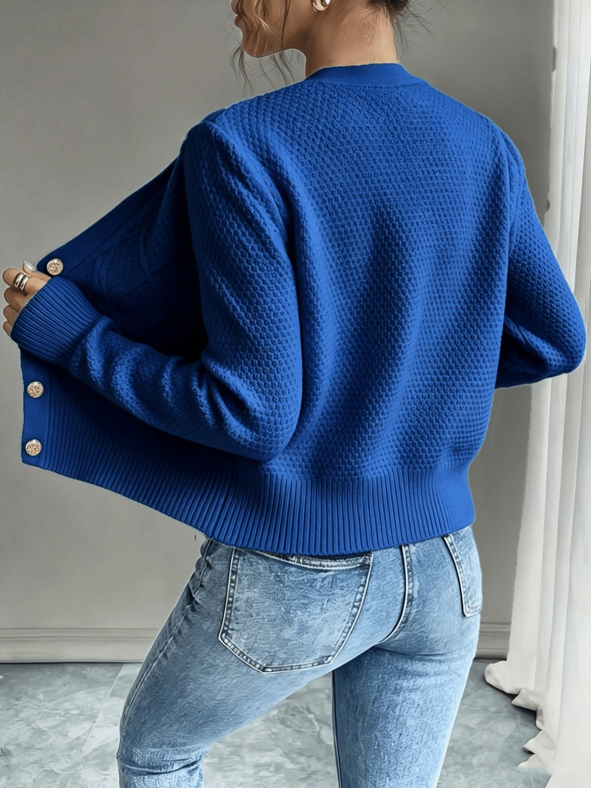 Cable-Knit Button-Front Cardigan