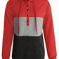 Color Block Button-Neck Hoodie