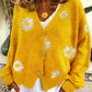 Floral Embroidered Button-Front Cardigan