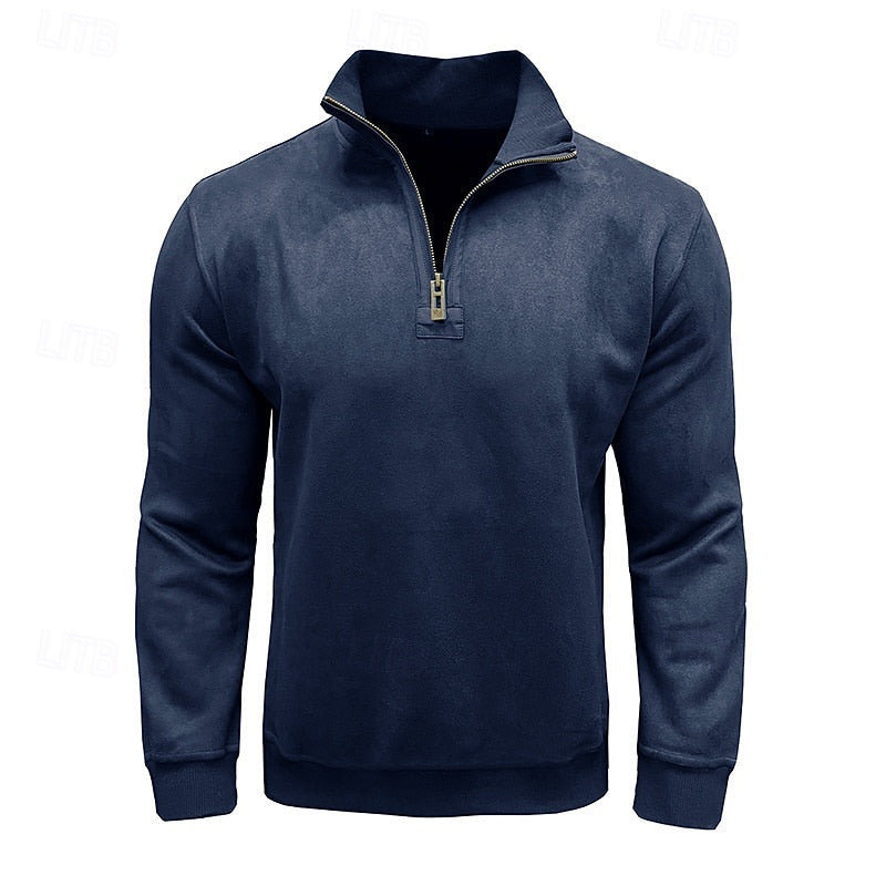 Quarter-Zip Stand-Collar Sweatshirt