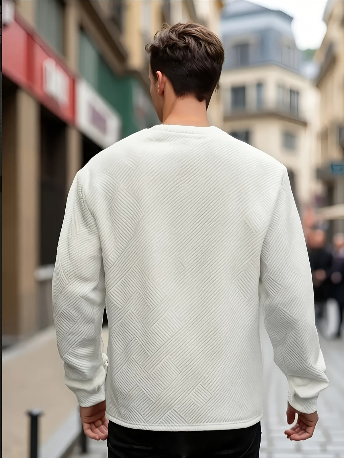 Textured Crew Neck Sweatshirt