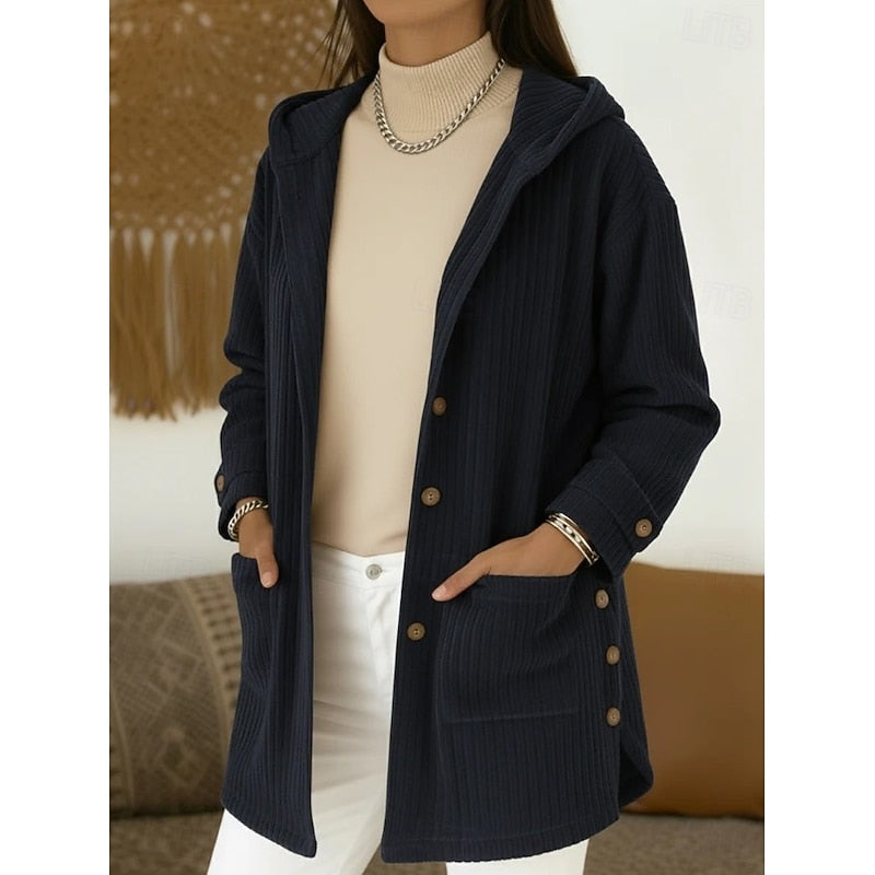 Hooded Button-Front Coat