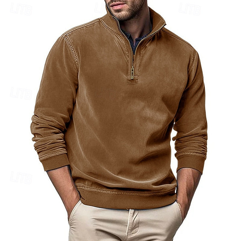 Quarter-Zip Stand-Collar Sweatshirt