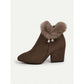 Fur-Trimmed Block Heel Ankle Boots