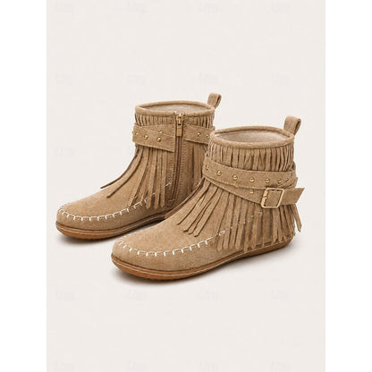 Fringe Moccasin Ankle Boots