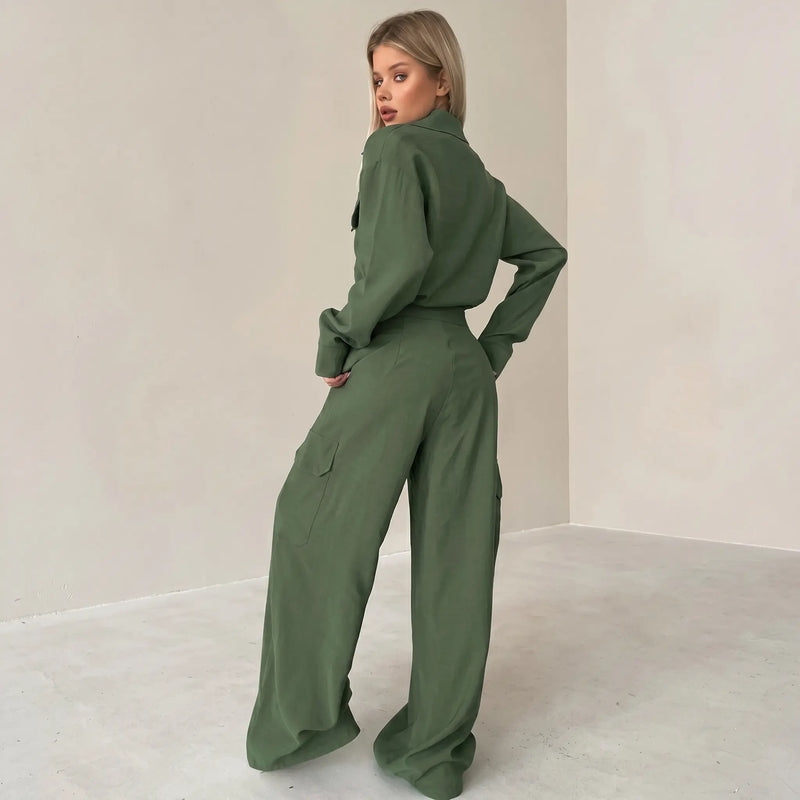 Zentha - Wide-Leg Jumpsuit Utility Chic
